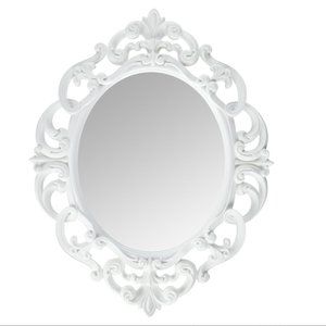 White Oval Vintage Wall Mirror 11.5 x 15 Inch